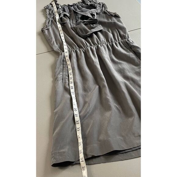 Gap Silk Blend Dress Tie Neck Sleeveless Pleated Gray Sparkle S Feminine Ruffle - Picture 15 of 15